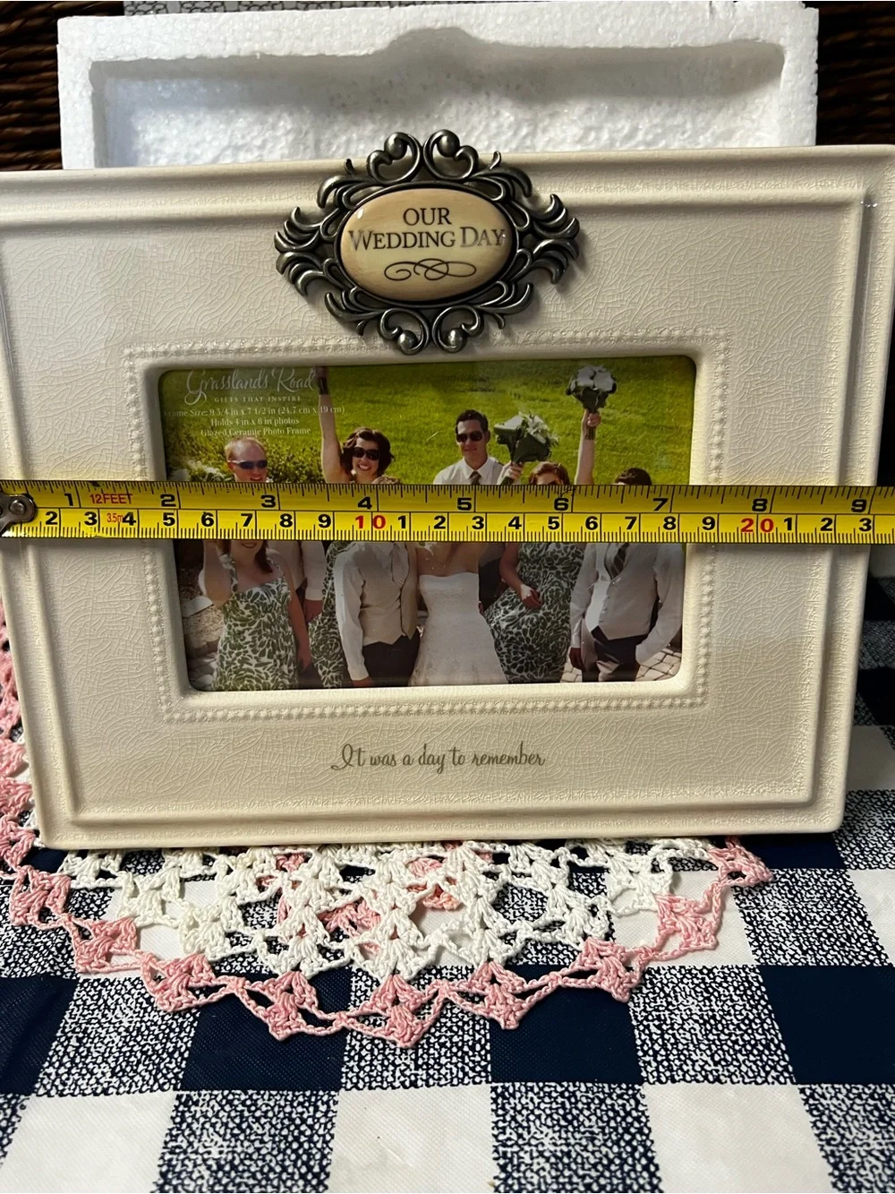 Grasslands Road Our Wedding Day Ceramic Frame - 4x6 Tabletop/Wall Decor